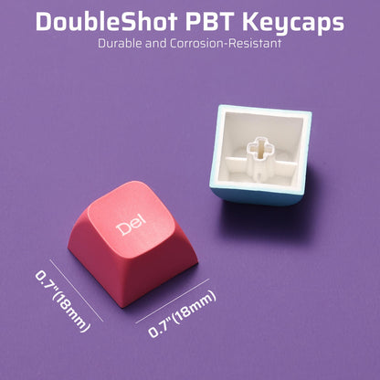 (Only Keycaps) Redragon x LTC PBT Double Shot 112-Key Sublimation Keycaps Set, KDA Profile for ANSI Layout 61/68/84/87/98/104 Keys Mechanical Keyboard, Neon Purple