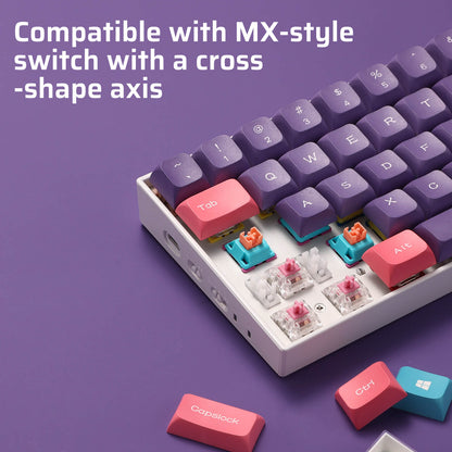 (Only Keycaps) Redragon x LTC PBT Double Shot 112-Key Sublimation Keycaps Set, KDA Profile for ANSI Layout 61/68/84/87/98/104 Keys Mechanical Keyboard, Neon Purple