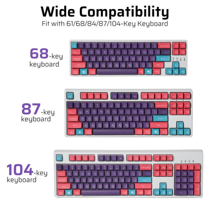 (Only Keycaps) Redragon x LTC PBT Double Shot 112-Key Sublimation Keycaps Set, KDA Profile for ANSI Layout 61/68/84/87/98/104 Keys Mechanical Keyboard, Neon Purple
