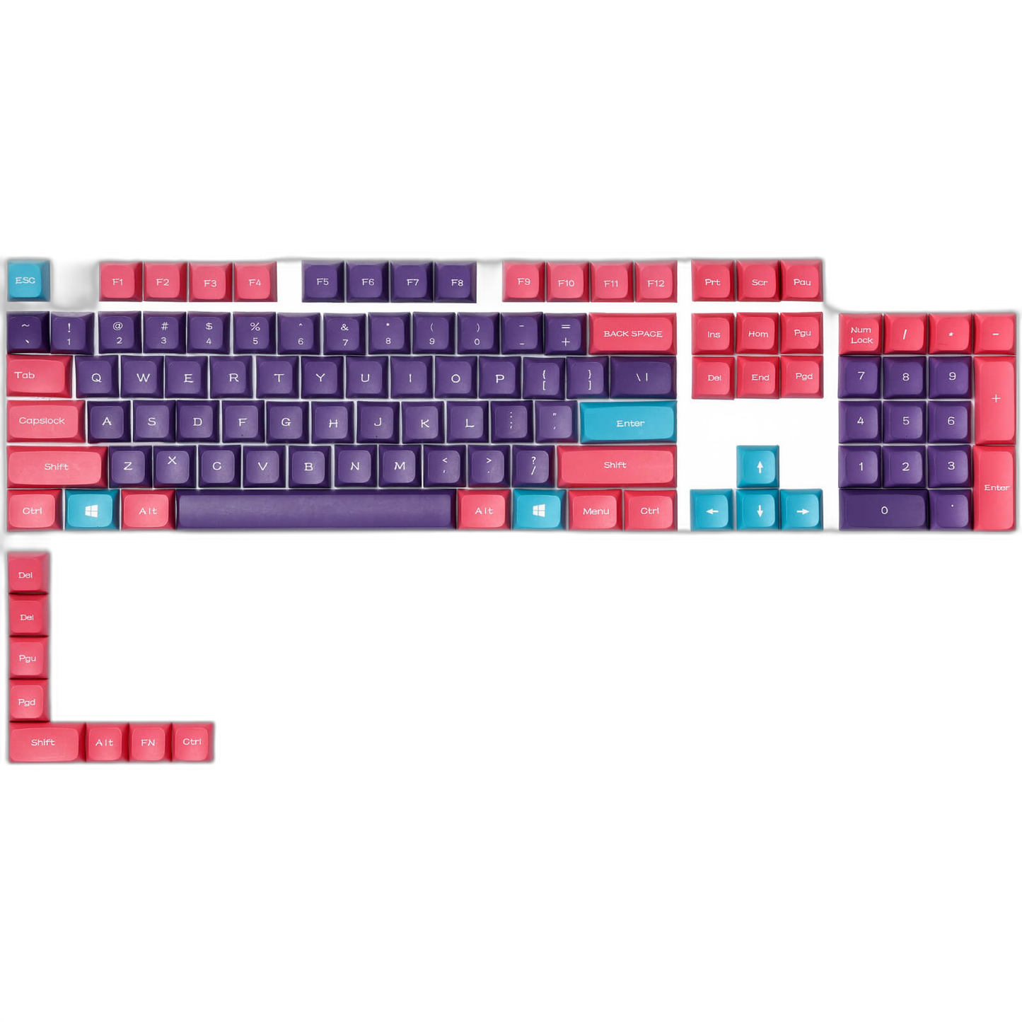 (Only Keycaps) Redragon x LTC PBT Double Shot 112-Key Sublimation Keycaps Set, KDA Profile for ANSI Layout 61/68/84/87/98/104 Keys Mechanical Keyboard, Neon Purple