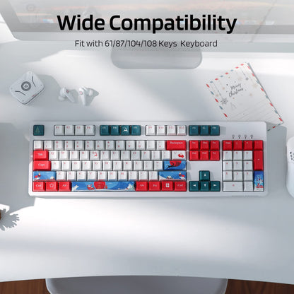 (Only Keycaps) Redragon X LTC  PBT 108 Keycaps Set, Thick PBT Keycaps for Mechanical Keyboard (Christmas Limited Edition)