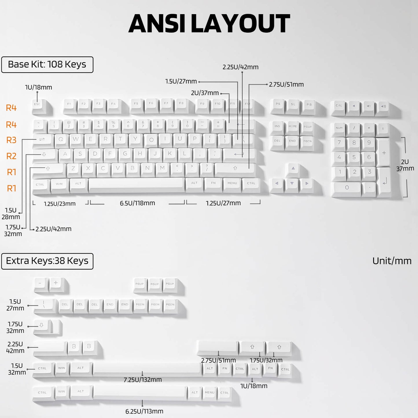 (Only Keycaps) Redragon X LTC Double Shot PBT 146 Keycaps Set with Keycap Puller & Storage Tray