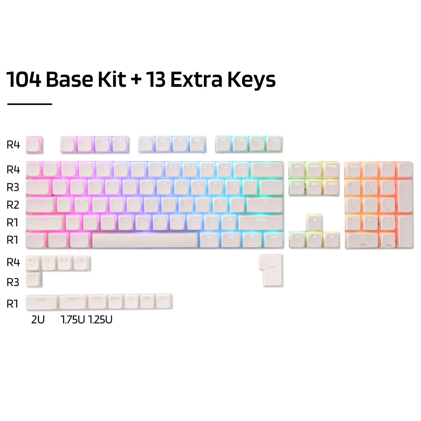 (Only Keycaps) Redragon X LTC 117-Key XDA Profile PBT Double Shot Keycaps Set